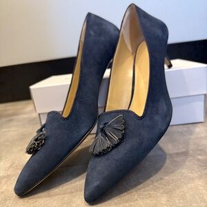 Ann Taylor Navy Suede Kitten Heel NWT